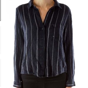Anthropologie cloth & stone Navy Pinstripe Textured Shirt size XS